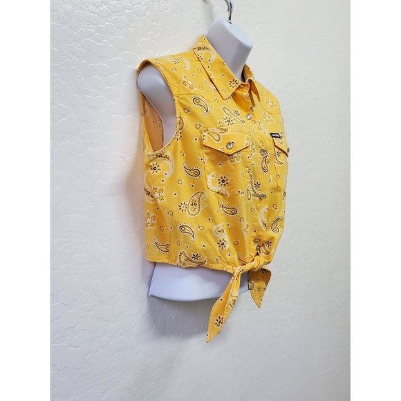 Women's Rockies Jeans Wear Western tie front tank Large MADE USA - Picture 2 of 8